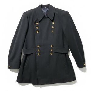 VTG 60s Men's Tailored Navy Lined Pea Coat with Gold Buttons